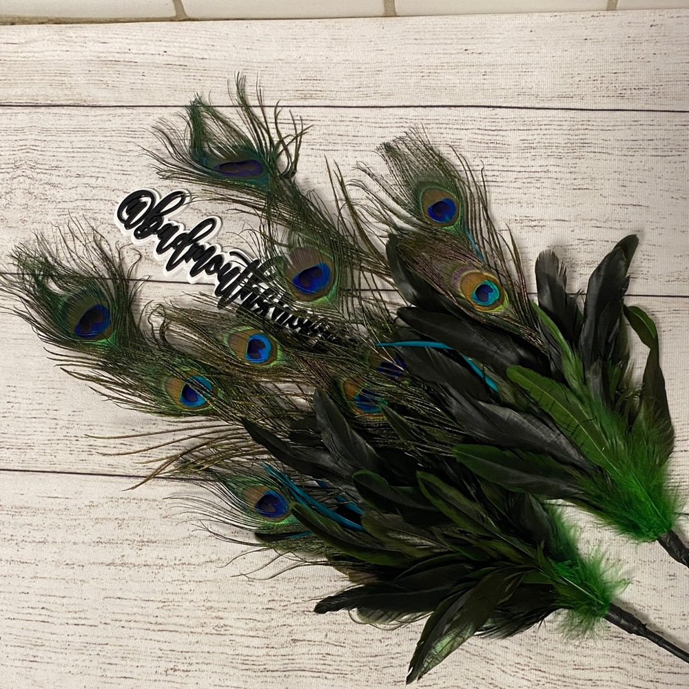 Set of 2 Peacock Feather Christmas Tree Decorative Picks